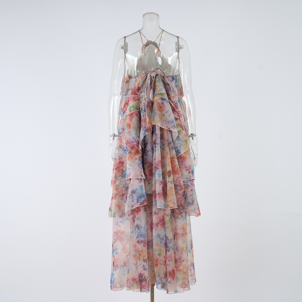 Printing summer long dress seaside dress for women