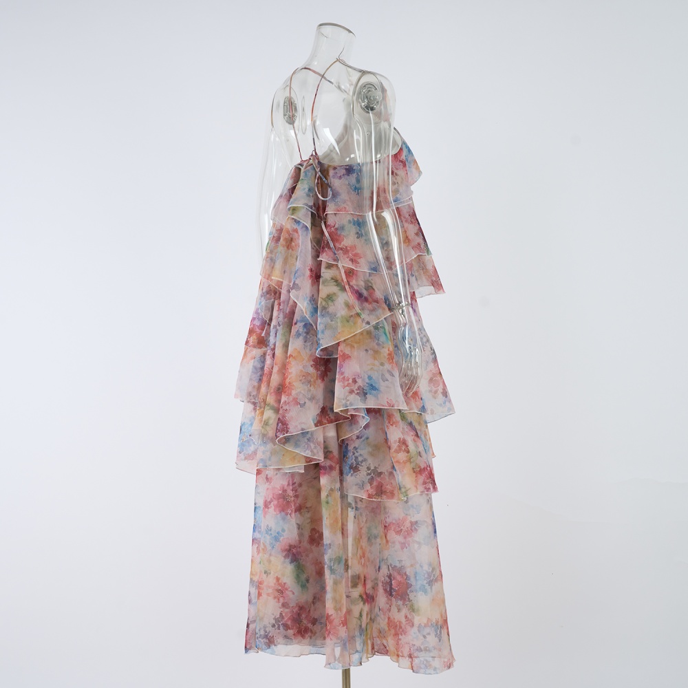 Printing summer long dress seaside dress for women