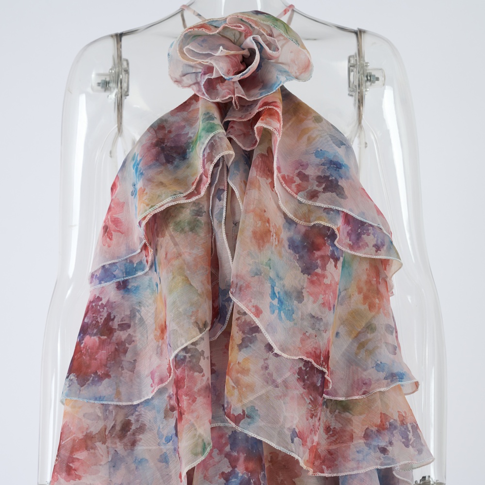Printing summer long dress seaside dress for women