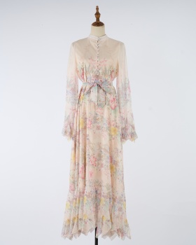 Temperament printing elegant breasted beautiful dress