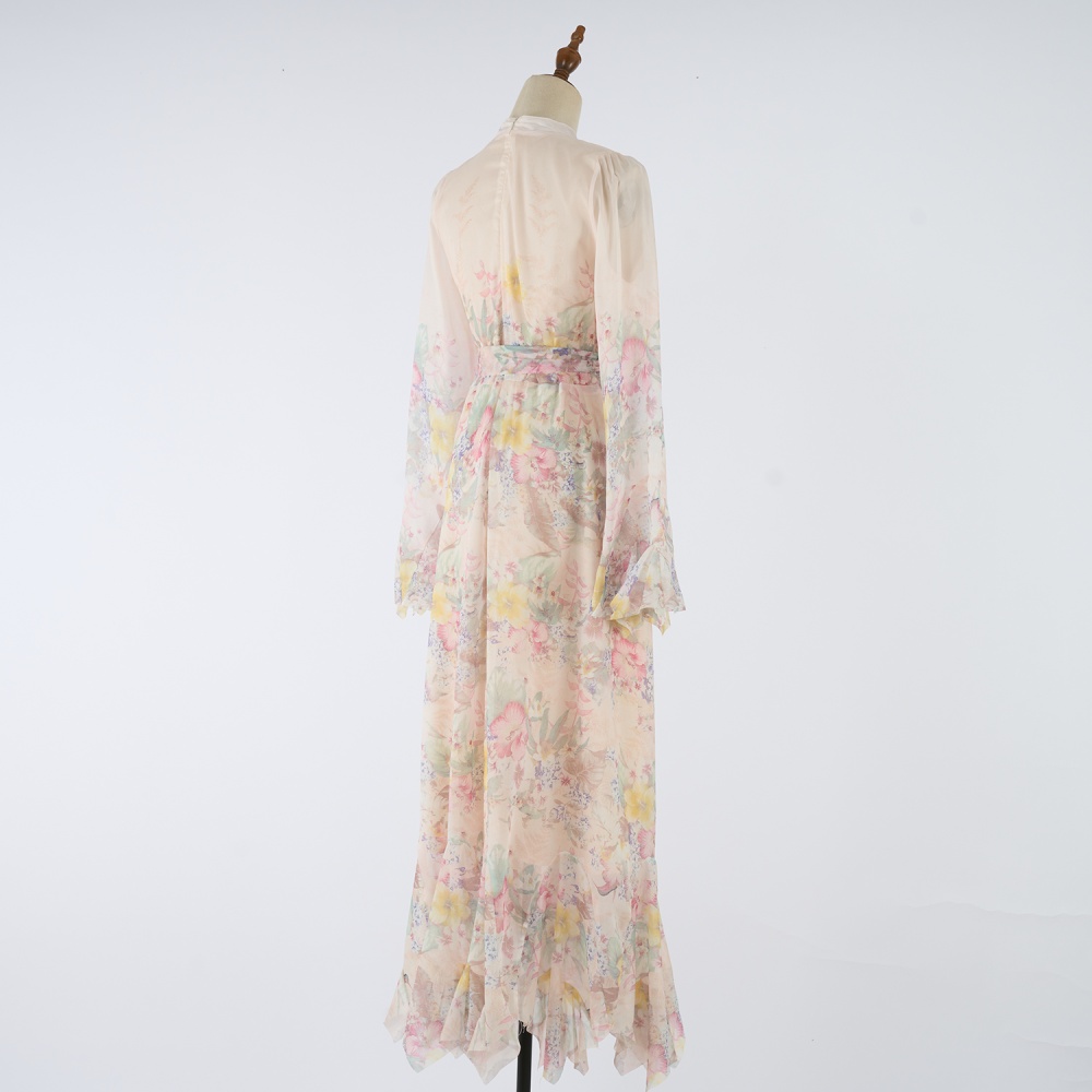 Temperament printing elegant breasted beautiful dress