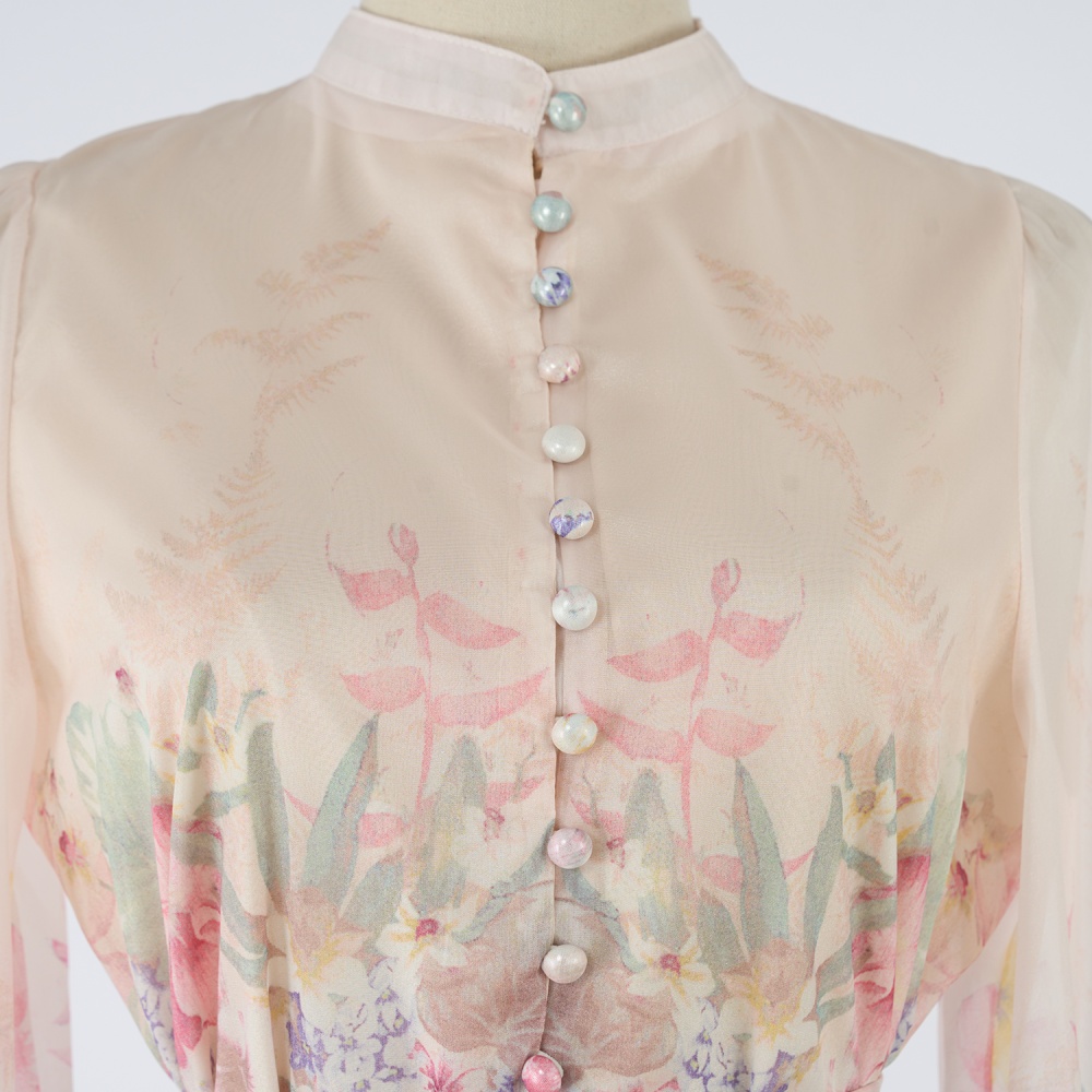 Temperament printing elegant breasted beautiful dress