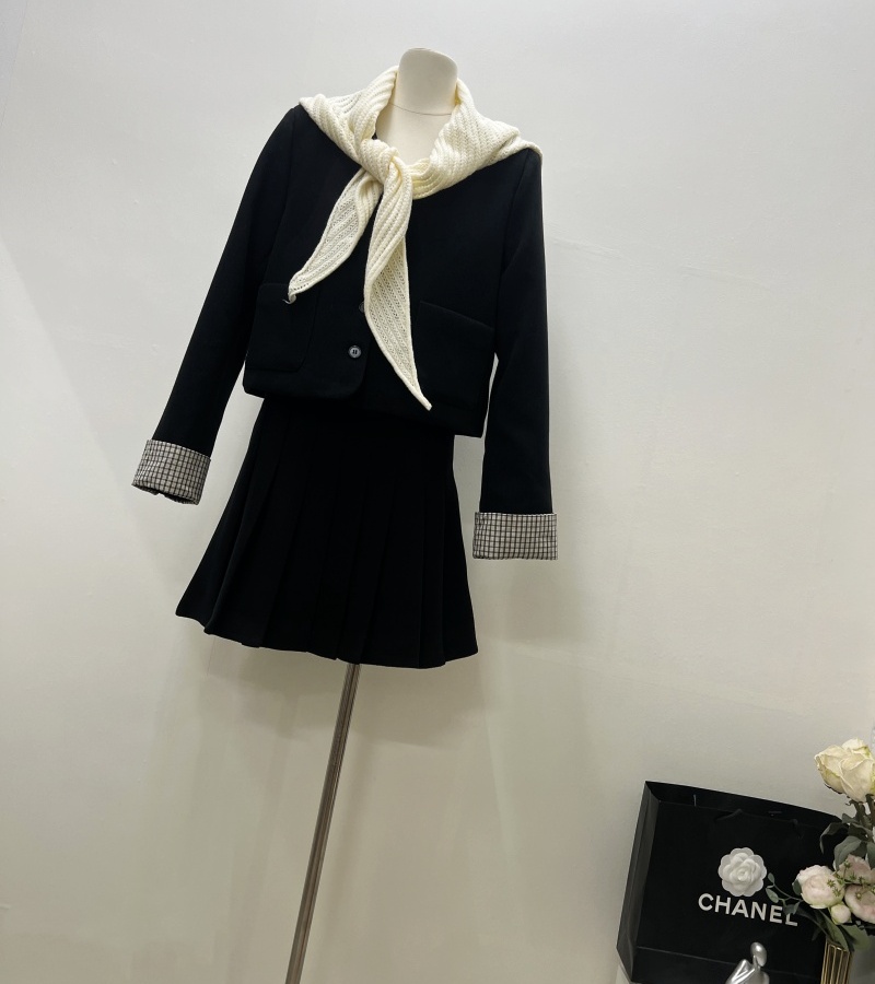 Korean style short skirt clip cotton shawl 3pcs set