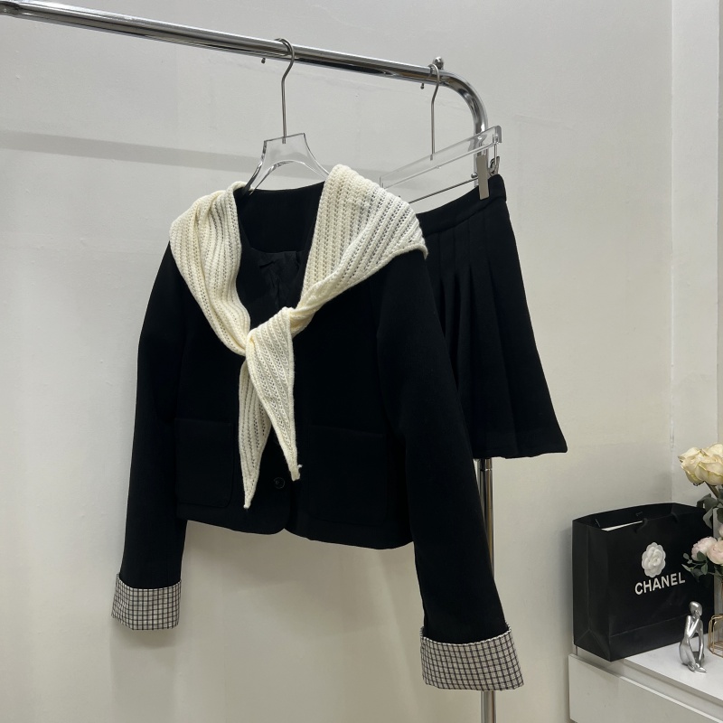 Korean style short skirt clip cotton shawl 3pcs set