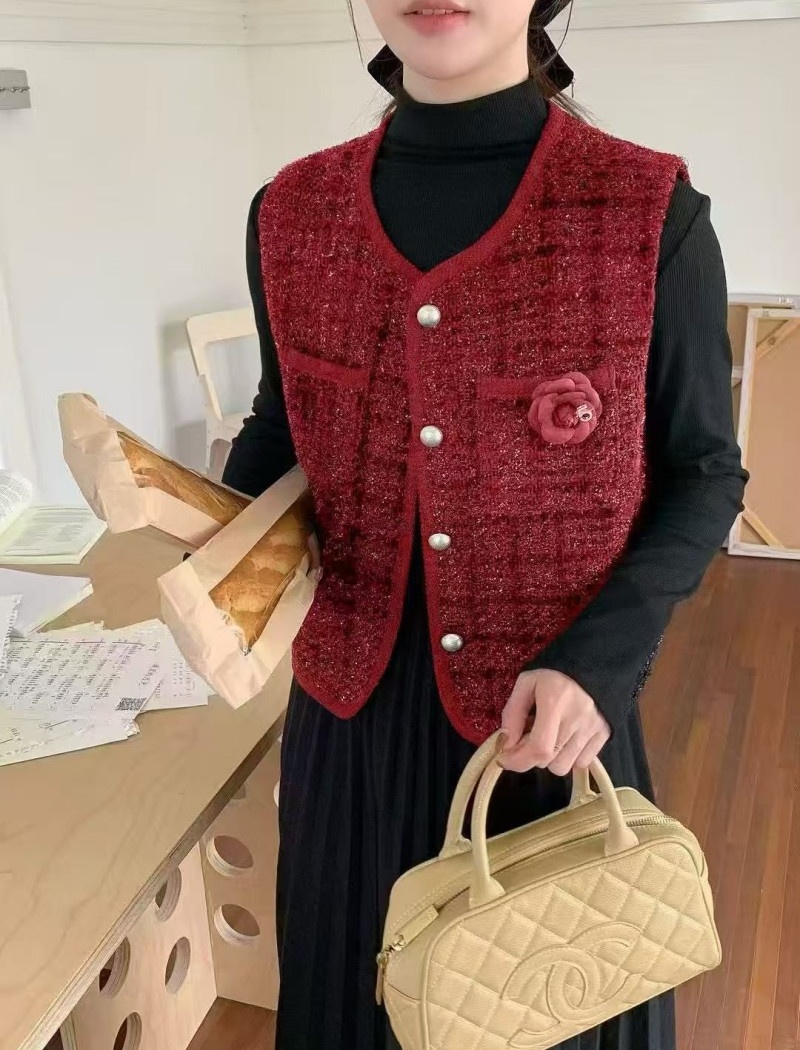 Korean style long sleeve dress all-match waistcoat 2pcs set
