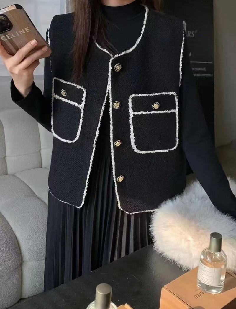 Loose waistcoat long sleeve dress 2pcs set