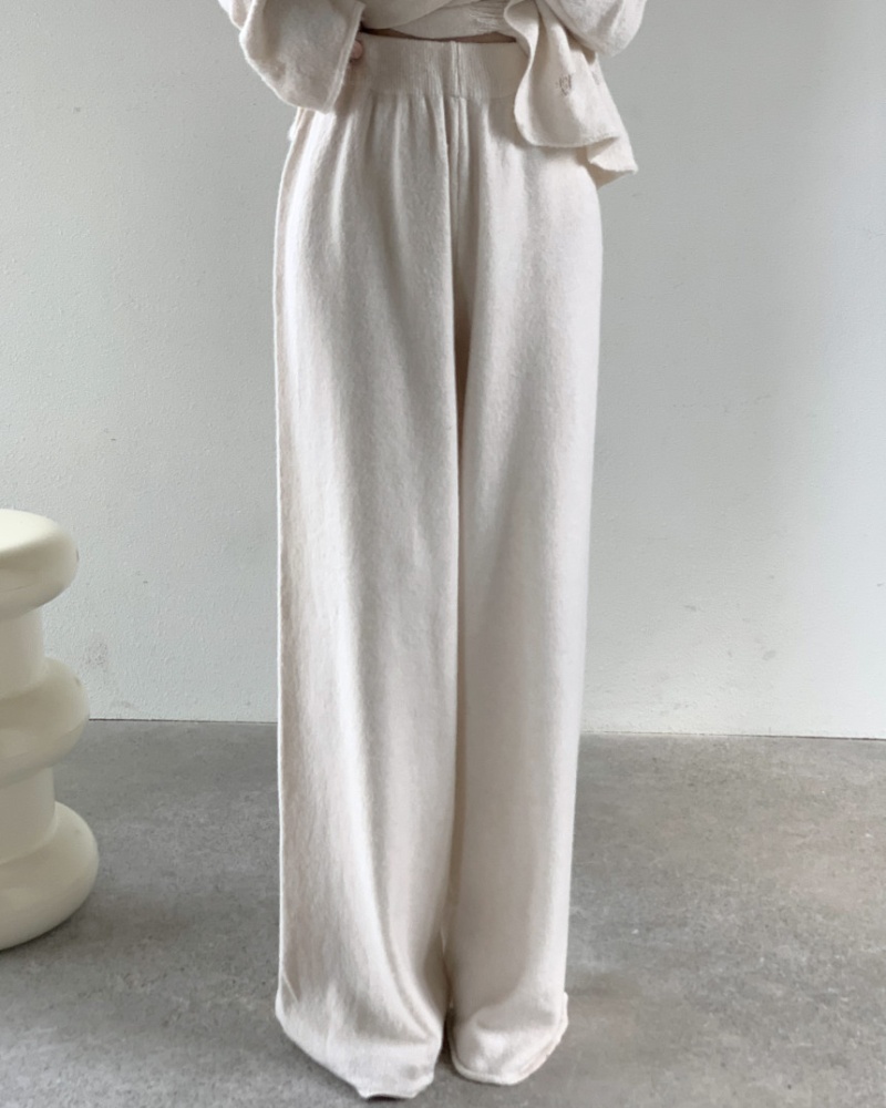 Knitted long pants holes tops 2pcs set