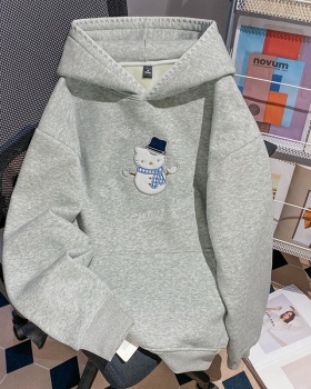 Thick thermal hoodie plus velvet tops for women