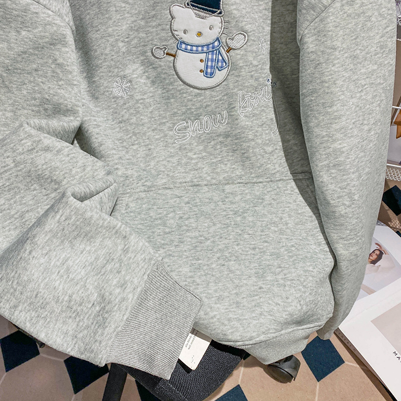 Thick thermal hoodie plus velvet tops for women