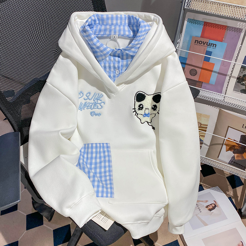 Hooded large yard tops loose T-shirt for women