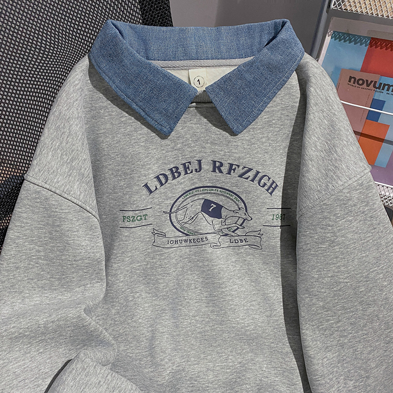 Loose thick hoodie thermal plus velvet tops for women