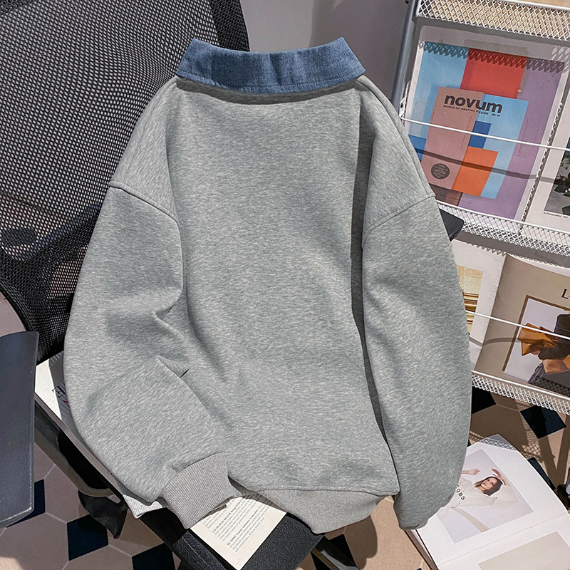 Loose thick hoodie thermal plus velvet tops for women