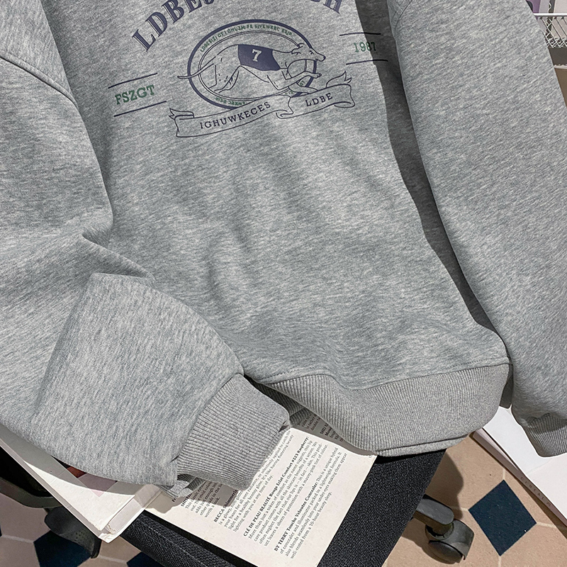 Loose thick hoodie thermal plus velvet tops for women