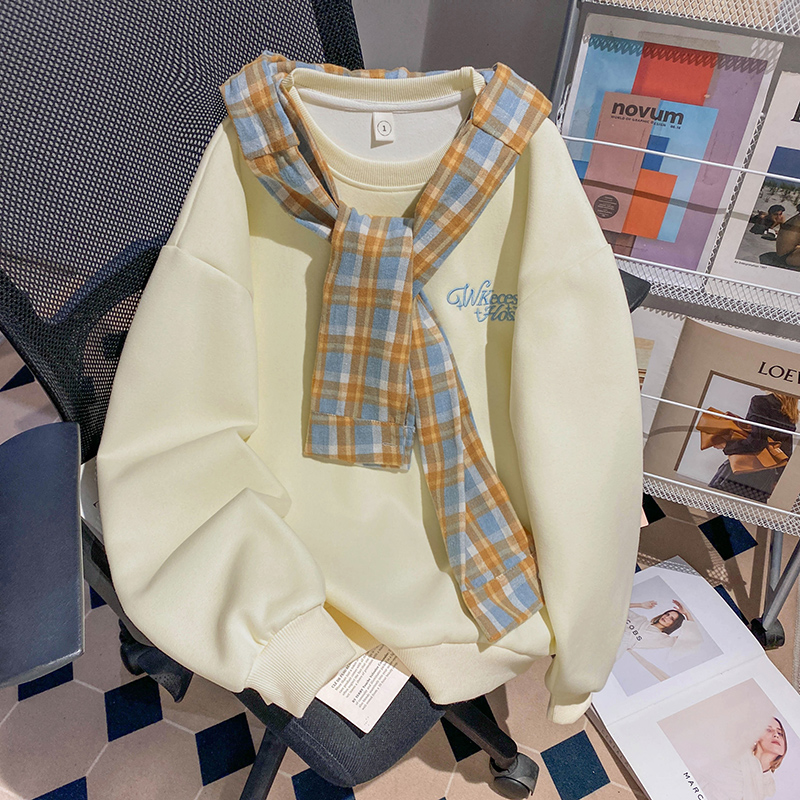 Pure cotton complex tops round neck milk silk shawl