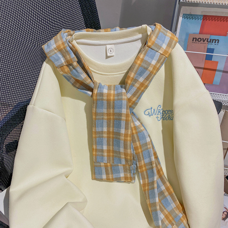 Pure cotton complex tops round neck milk silk shawl