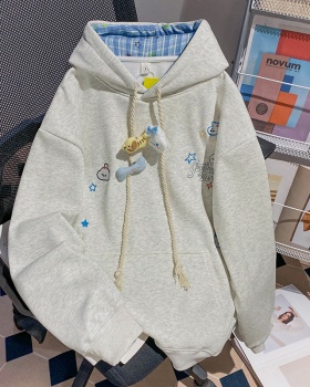 Long sleeve embroidery T-shirt loose hoodie for women