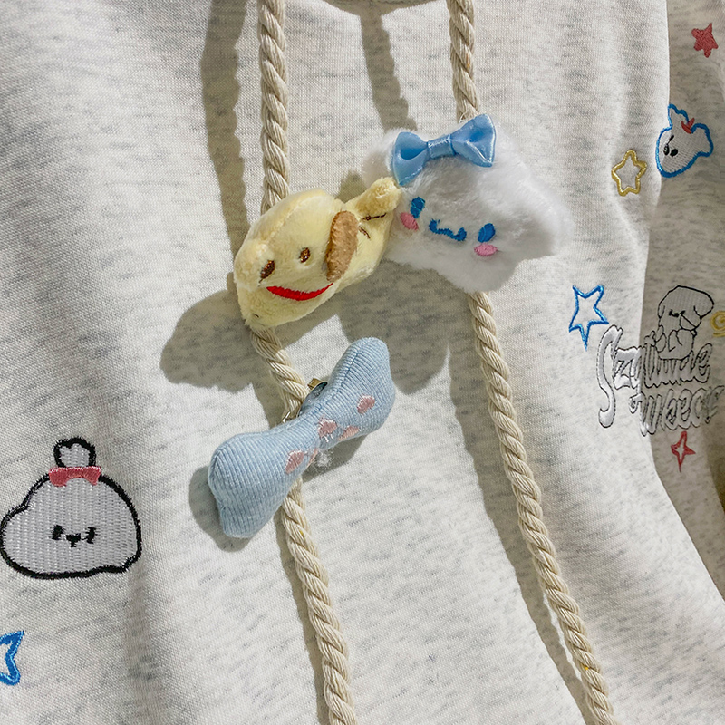 Long sleeve embroidery T-shirt loose hoodie for women