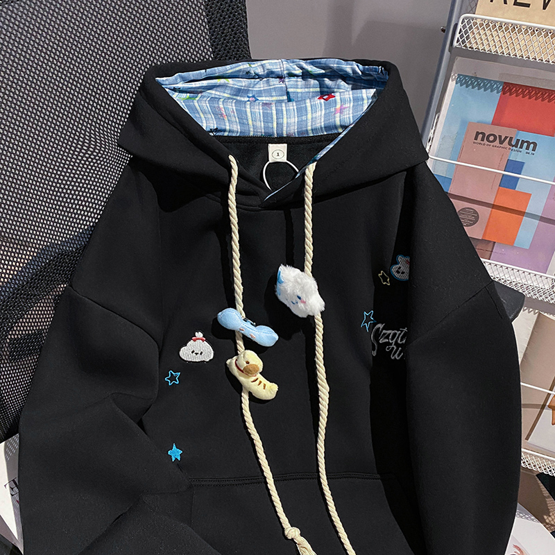 Loose stereoscopic tops thermal hoodie for women