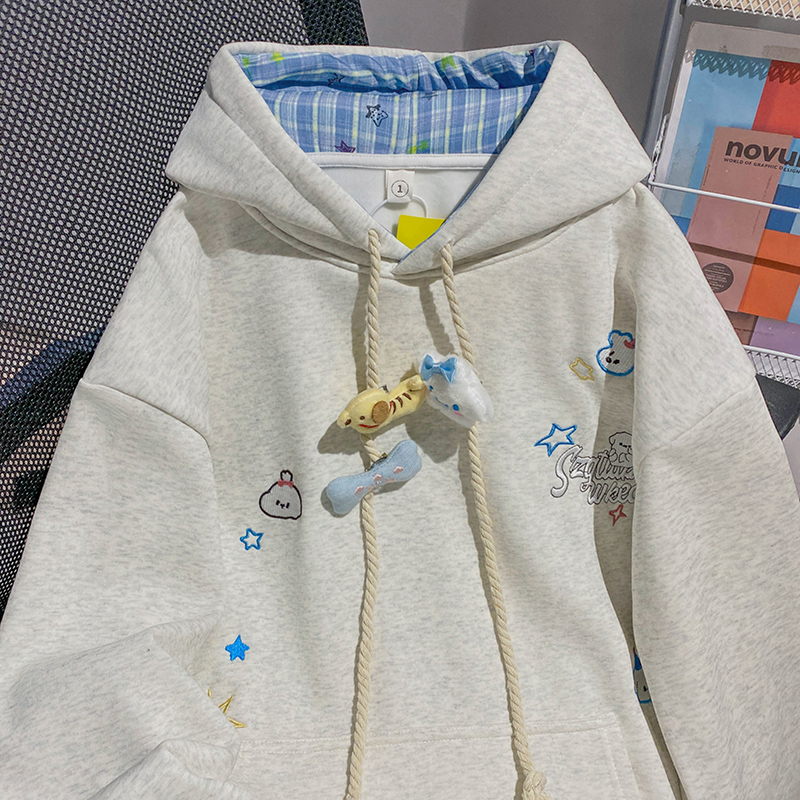 Loose stereoscopic tops thermal hoodie for women