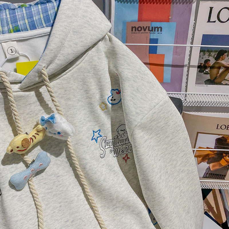 Loose stereoscopic tops thermal hoodie for women