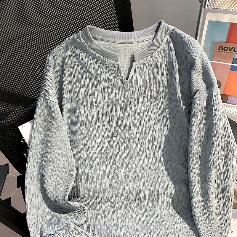 V-neck couples thin T-shirt long loose bottoming shirt