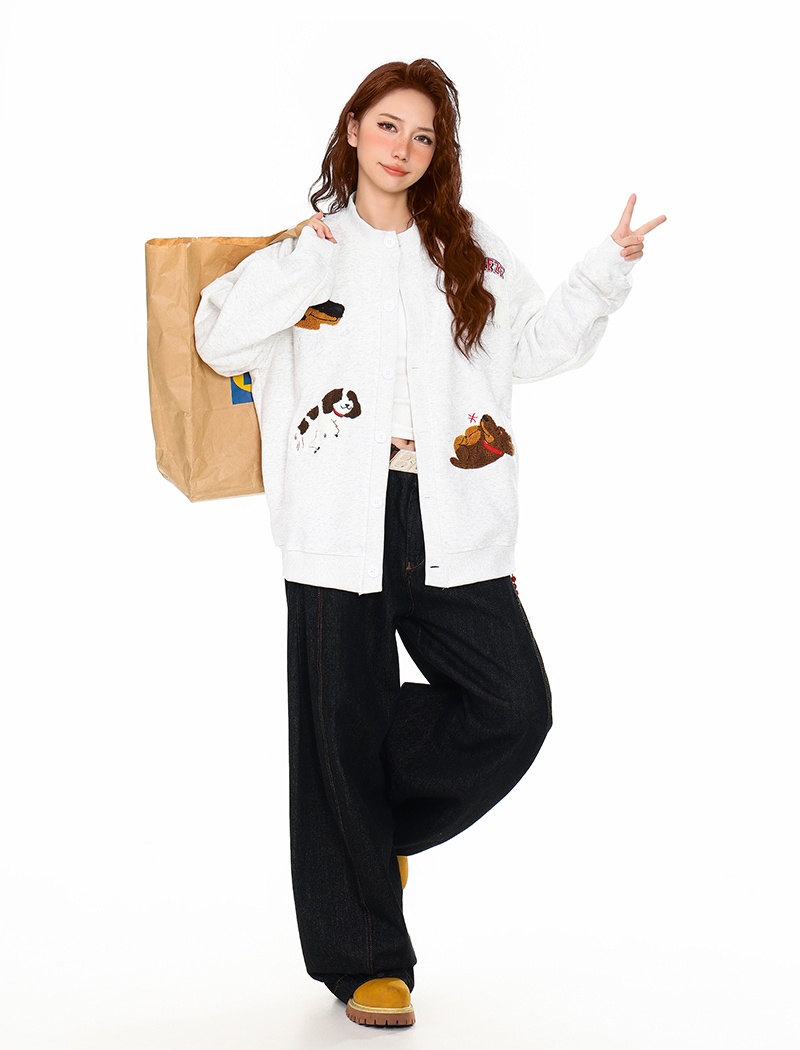 Autumn and winter coat cstand collar cardigan for women