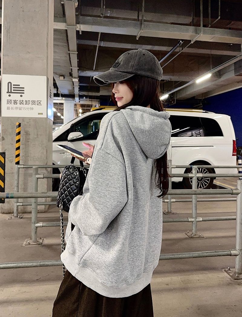 Plus velvet large yard tops plaid collar thermal hoodie for women