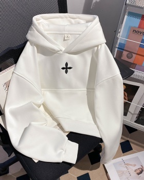 Autumn and winter short hoodie hooded embroidery tops