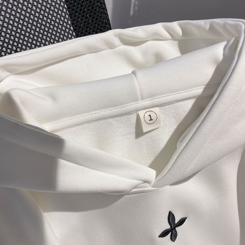 Autumn and winter short hoodie hooded embroidery tops