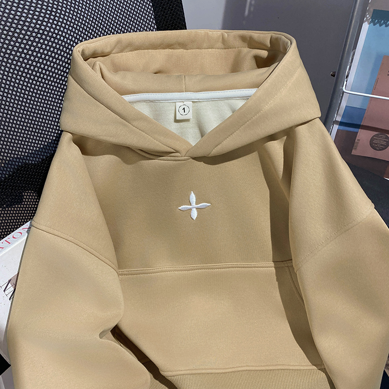Autumn and winter short hoodie hooded embroidery tops