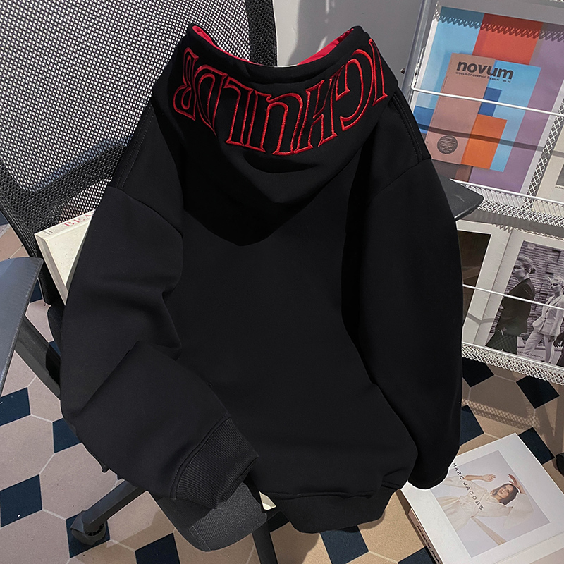 Hooded large yard hoodie embroidered flowers tops for women