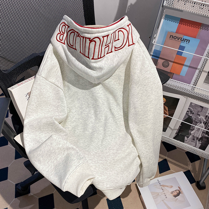Hooded large yard hoodie embroidered flowers tops for women