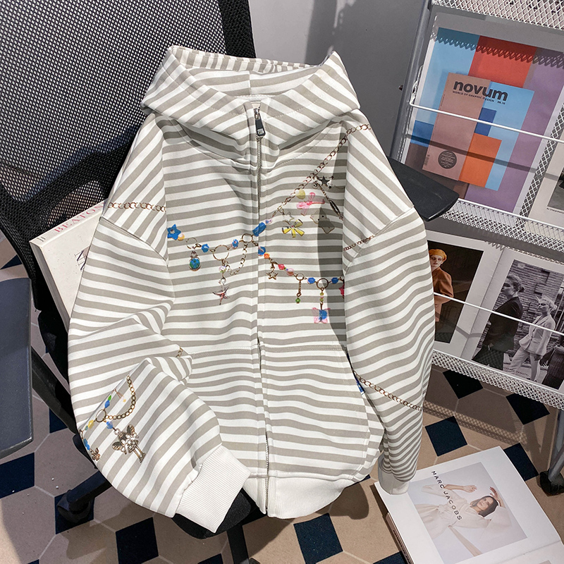 Spring and autumn cardigan hooded T-shirt for women