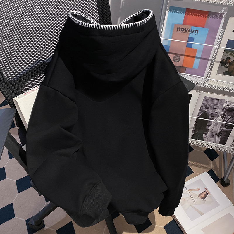 Autumn embroidered flowers tops hooded Korean style hoodie