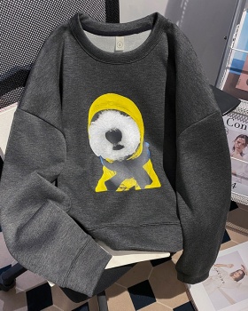 Loose cartoon tops thick thermal hoodie for women