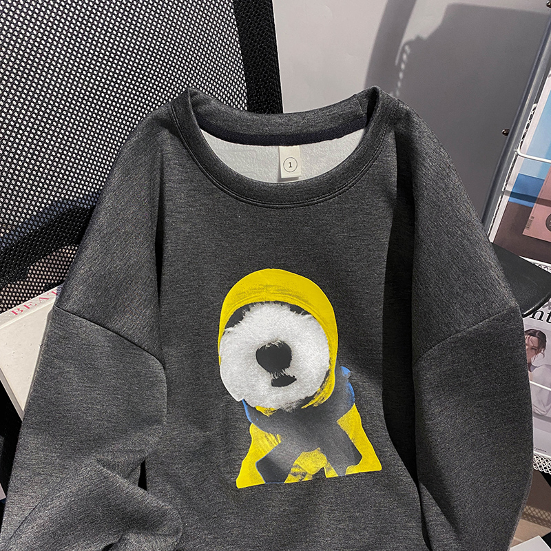 Loose cartoon tops thick thermal hoodie for women