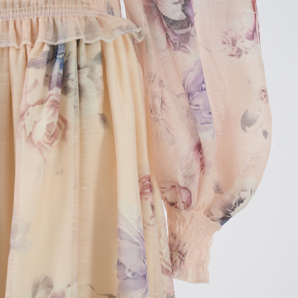 Light luxury lantern sleeve tops small high collar skirt a set