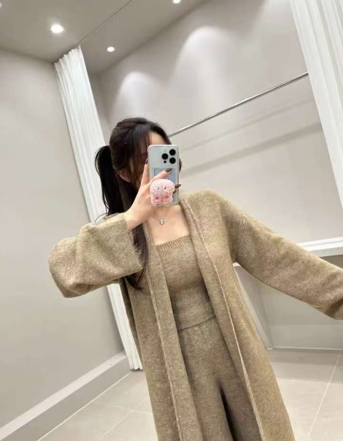 Lazy fashion vest autumn and winter wide leg pants 3pcs set