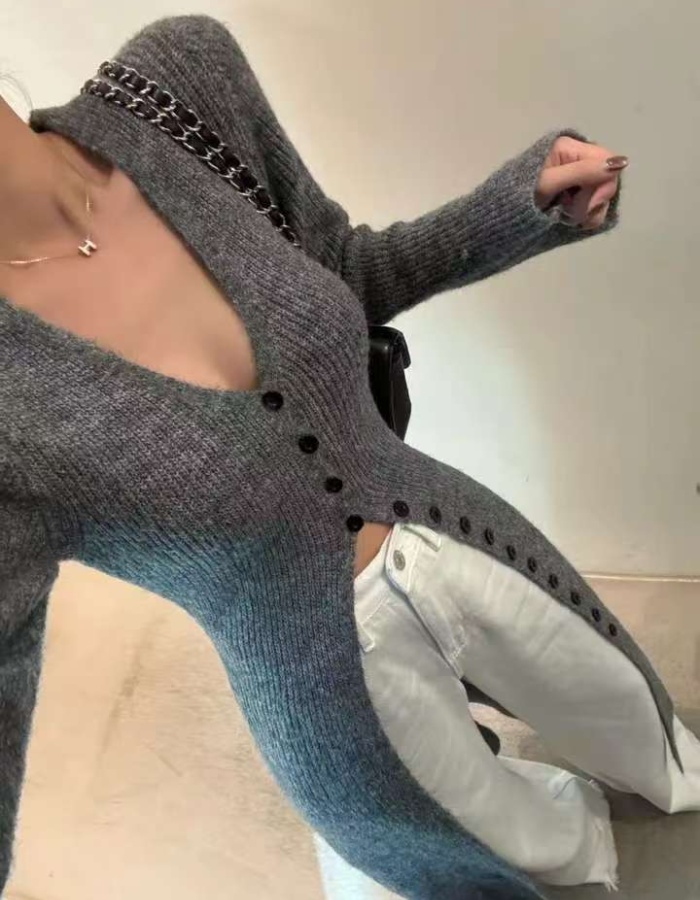 Single-breasted dress Korean style sweater for women