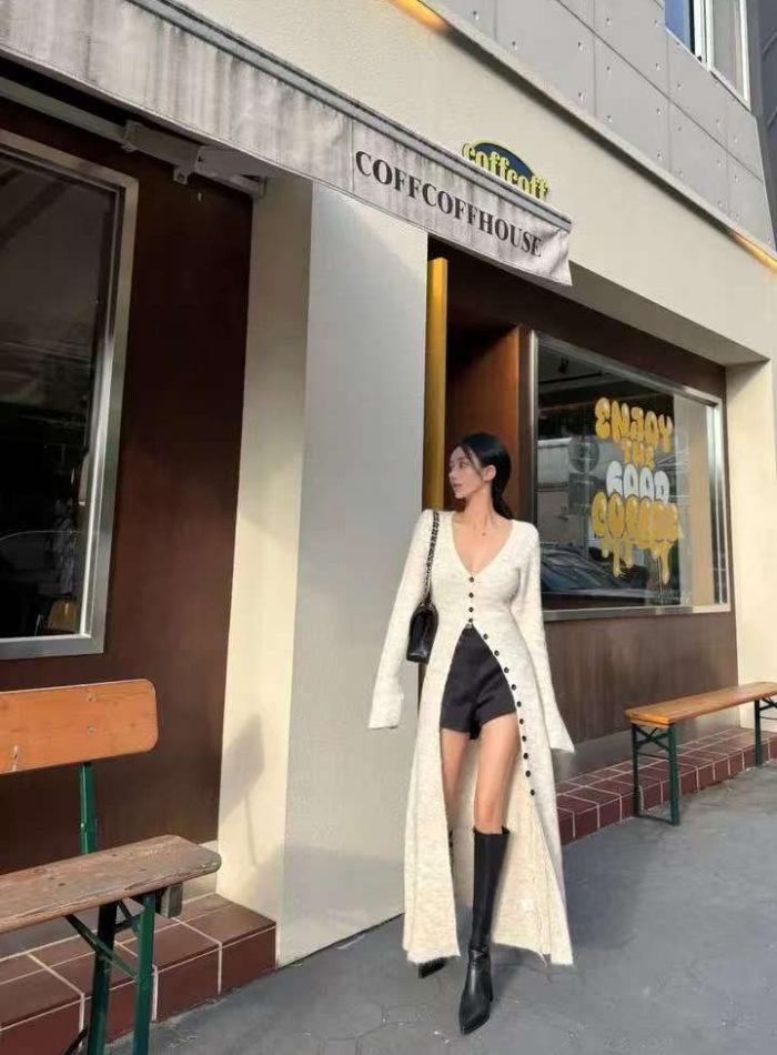 Single-breasted dress Korean style sweater for women