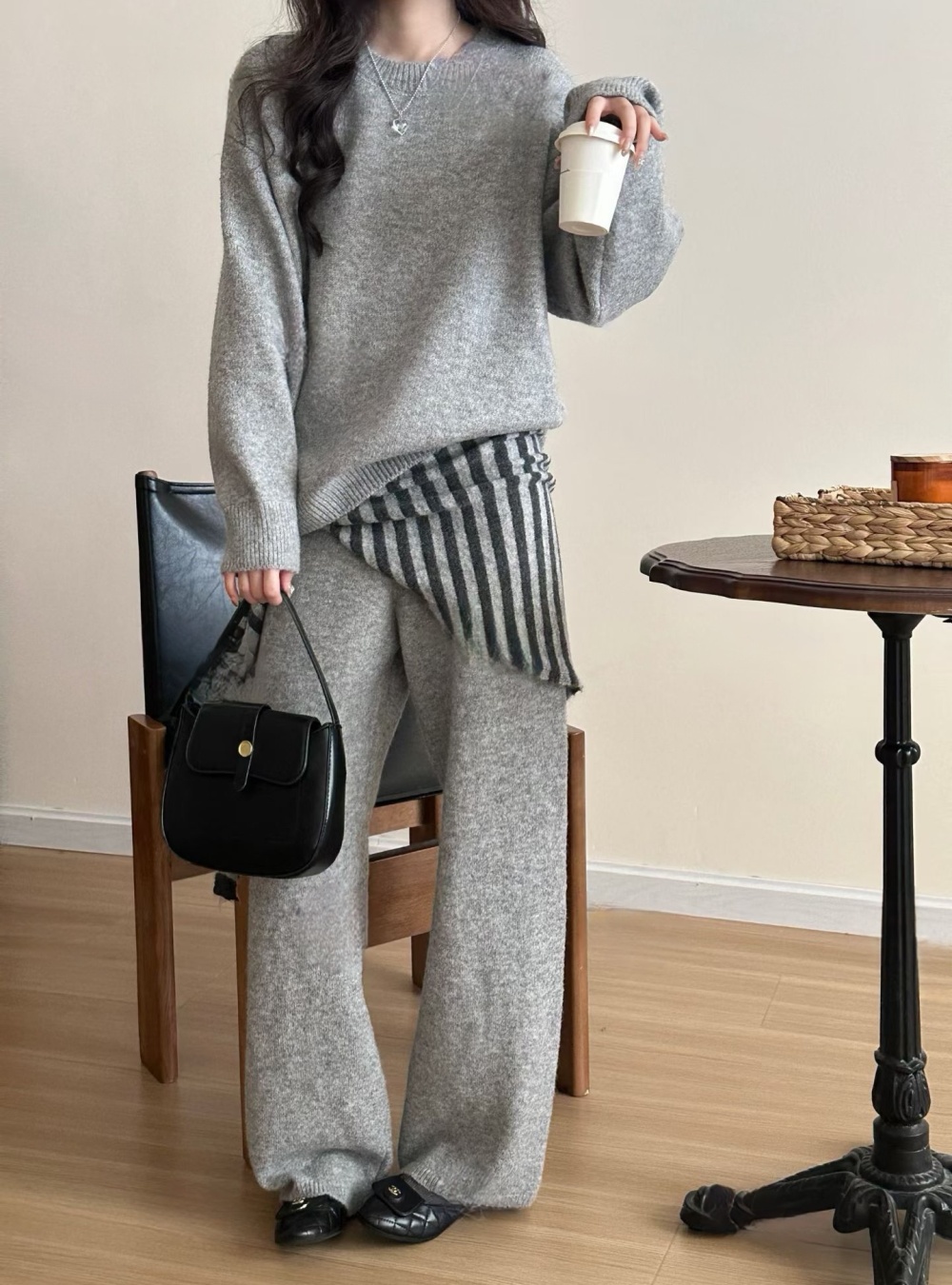 Show young high waist tops Korean style shawl 3pcs set