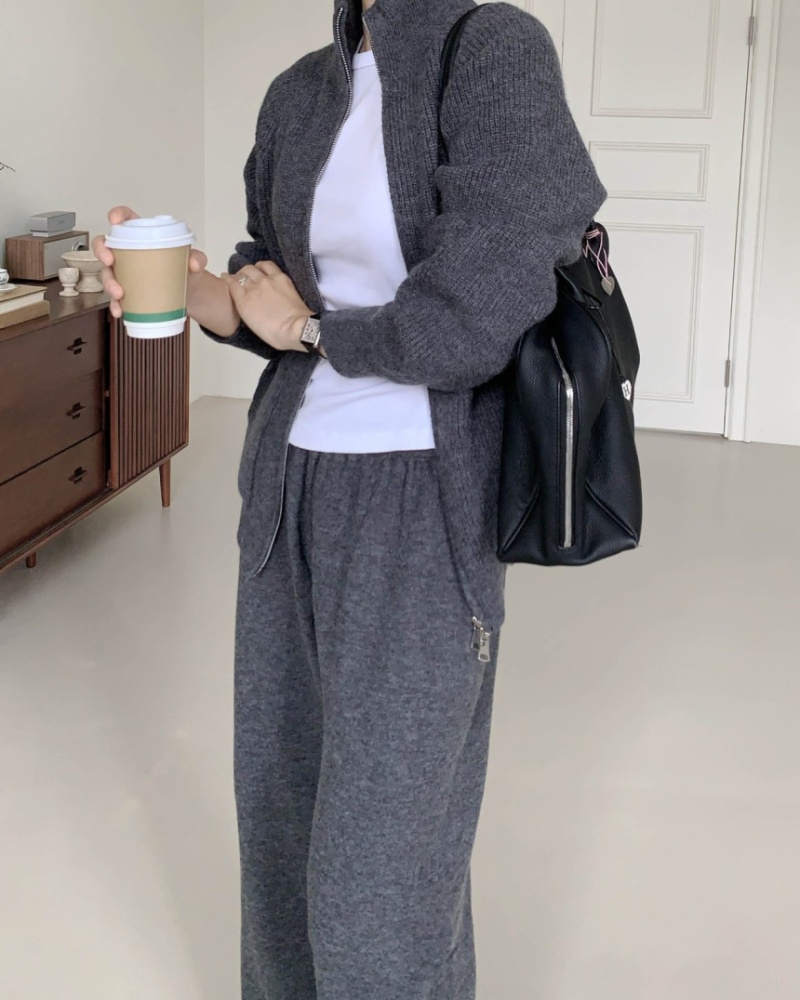 Fashion all-match sweater loose coat 2pcs set