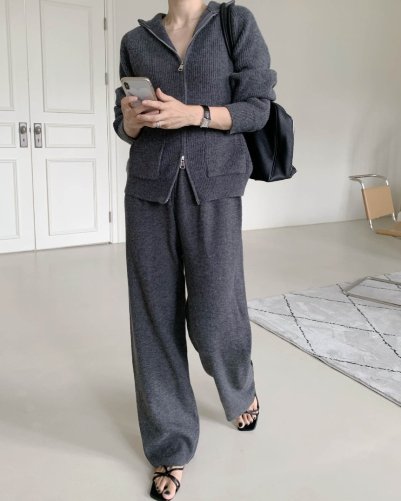 Fashion all-match sweater loose coat 2pcs set