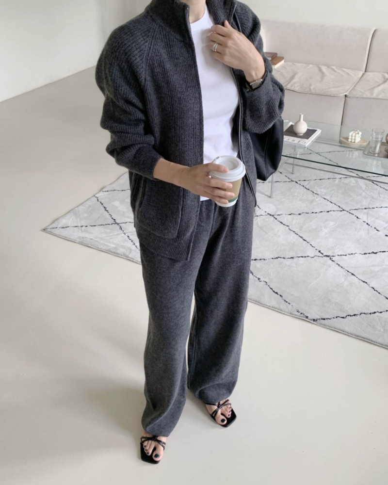 Fashion all-match sweater loose coat 2pcs set
