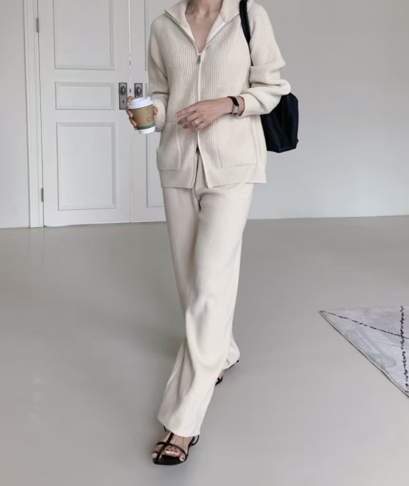 Fashion all-match sweater loose coat 2pcs set