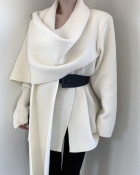 Korean style knitted scarves thick with belt sweater