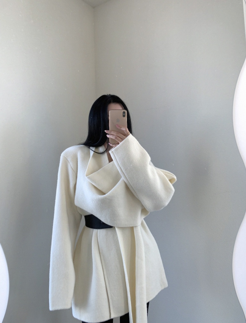 Korean style knitted scarves thick with belt sweater