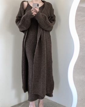 Winter fashion vest knitted long sweater a set for women