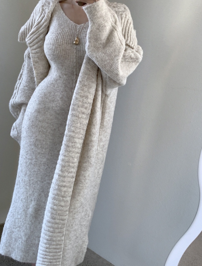 Winter fashion vest knitted long sweater a set for women