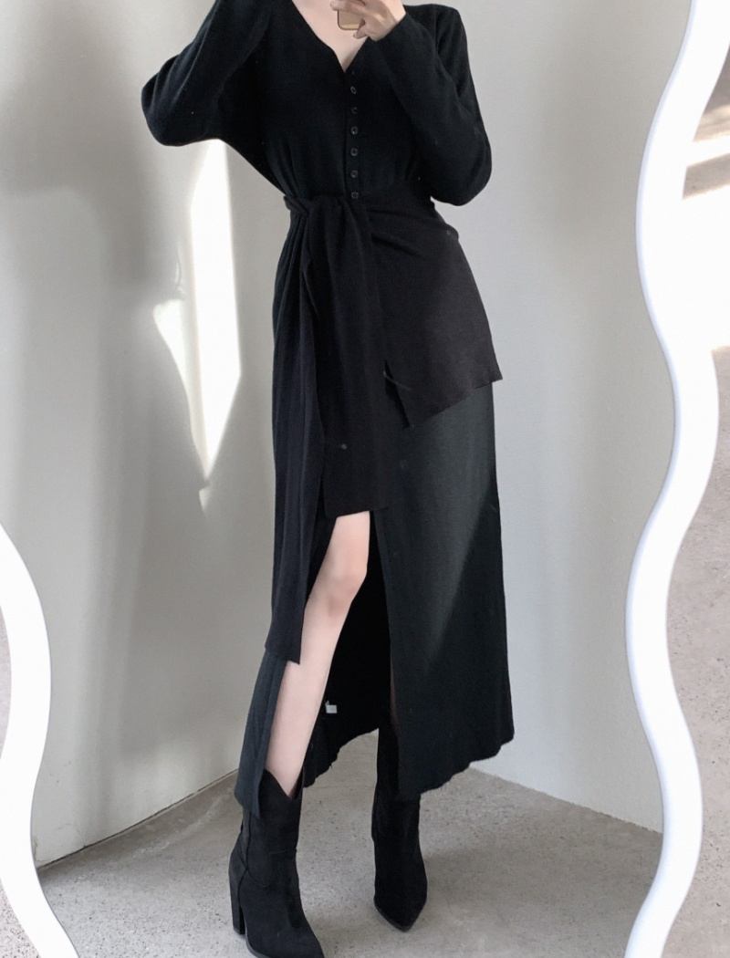 Niche lazy long sleeve shawl loose Casual dress for women